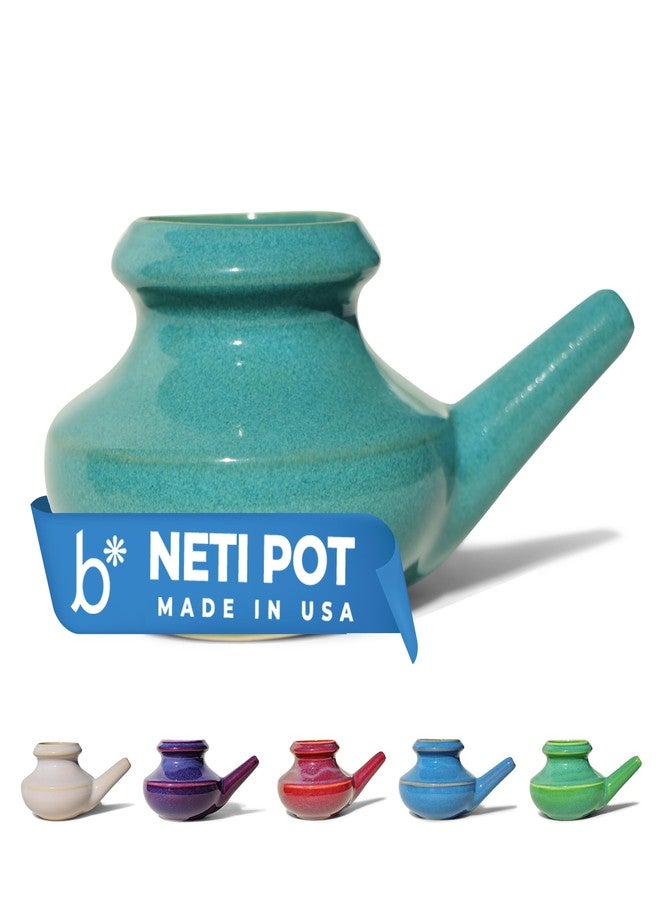 Baraka Handcrafted Ceramic Neti Pot - Nasal Rinse Tool for Home, Clears Nasal Passages, Hydrates Sinuses, Dishwasher Safe, Durable Food Grade Ceramic Glazes, Lightweight, Easy to Use - 10oz (Jade) - Image 1